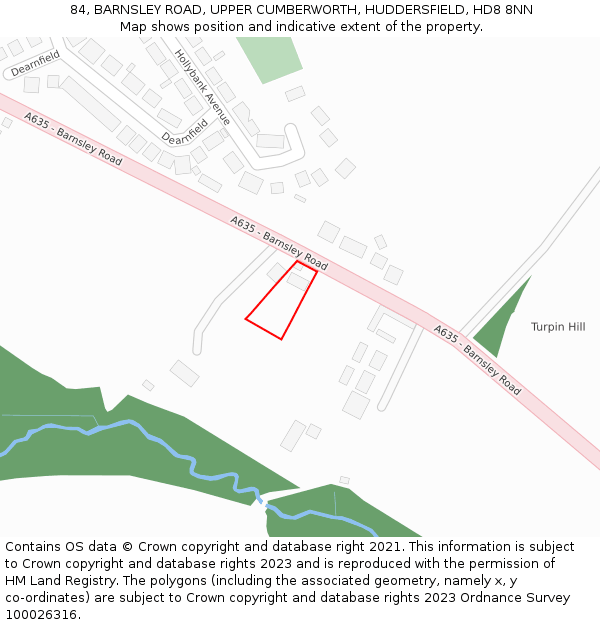 84, BARNSLEY ROAD, UPPER CUMBERWORTH, HUDDERSFIELD, HD8 8NN: Location map and indicative extent of plot