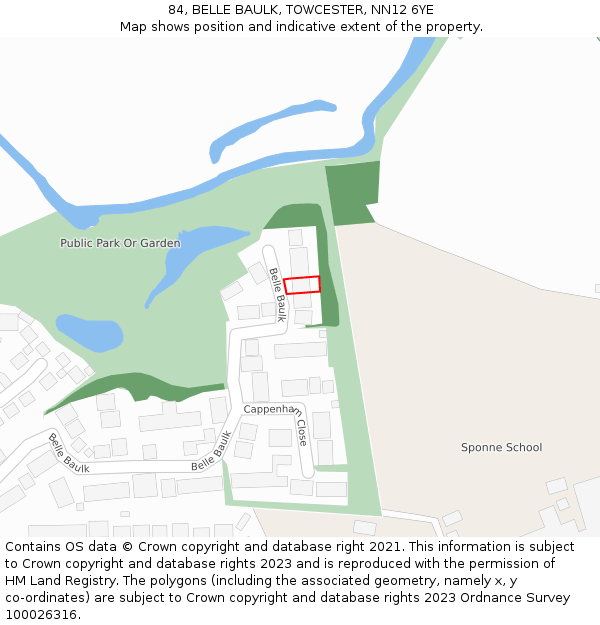 84, BELLE BAULK, TOWCESTER, NN12 6YE: Location map and indicative extent of plot