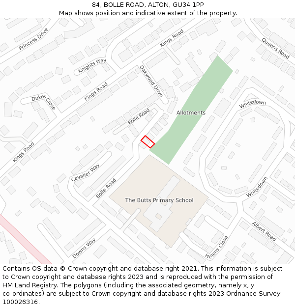 84, BOLLE ROAD, ALTON, GU34 1PP: Location map and indicative extent of plot