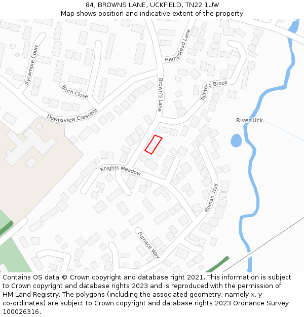 84, BROWNS LANE, UCKFIELD, TN22 1UW: Location map and indicative extent of plot
