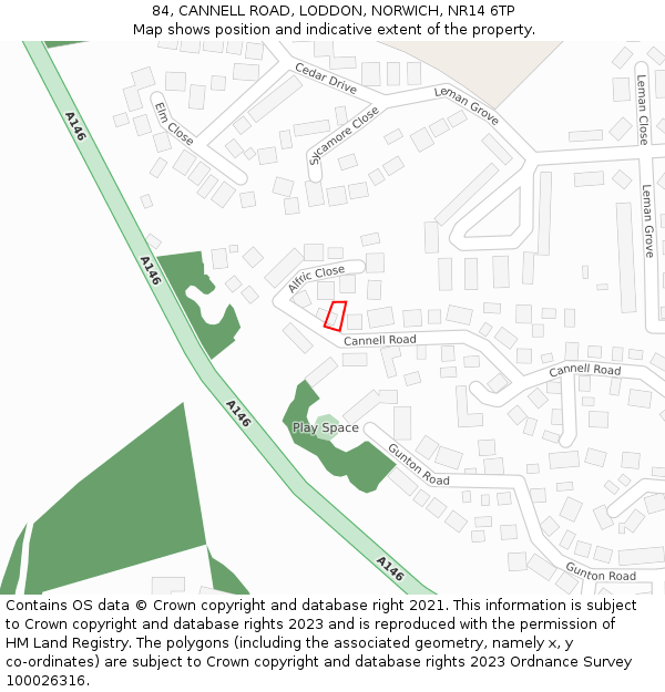 84, CANNELL ROAD, LODDON, NORWICH, NR14 6TP: Location map and indicative extent of plot