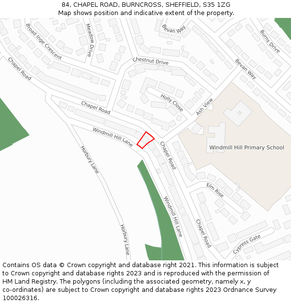 84, CHAPEL ROAD, BURNCROSS, SHEFFIELD, S35 1ZG: Location map and indicative extent of plot