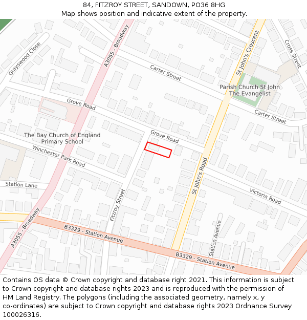 84, FITZROY STREET, SANDOWN, PO36 8HG: Location map and indicative extent of plot