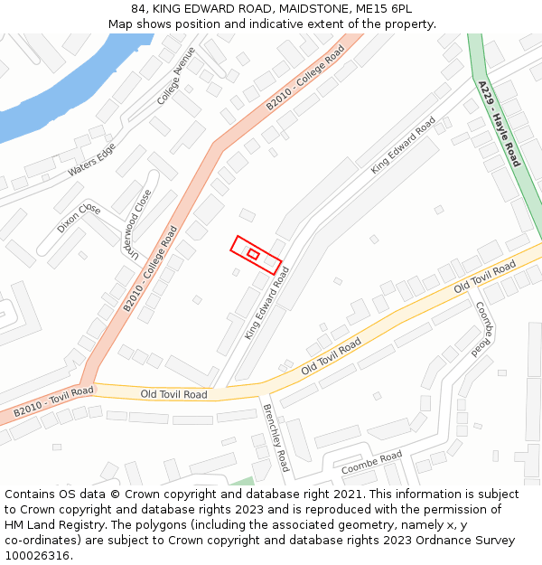 84, KING EDWARD ROAD, MAIDSTONE, ME15 6PL: Location map and indicative extent of plot