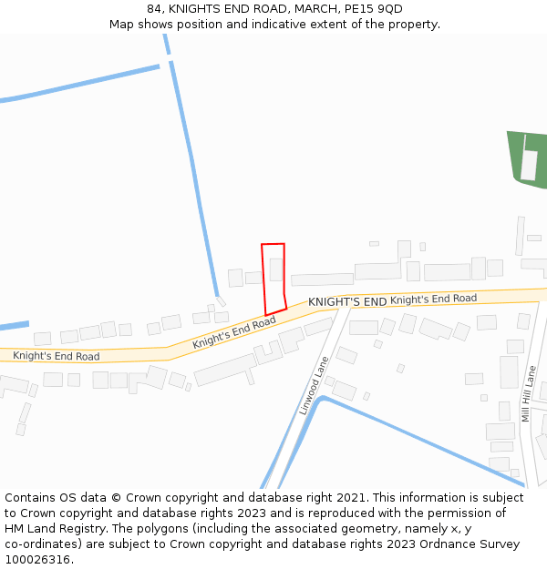 84, KNIGHTS END ROAD, MARCH, PE15 9QD: Location map and indicative extent of plot