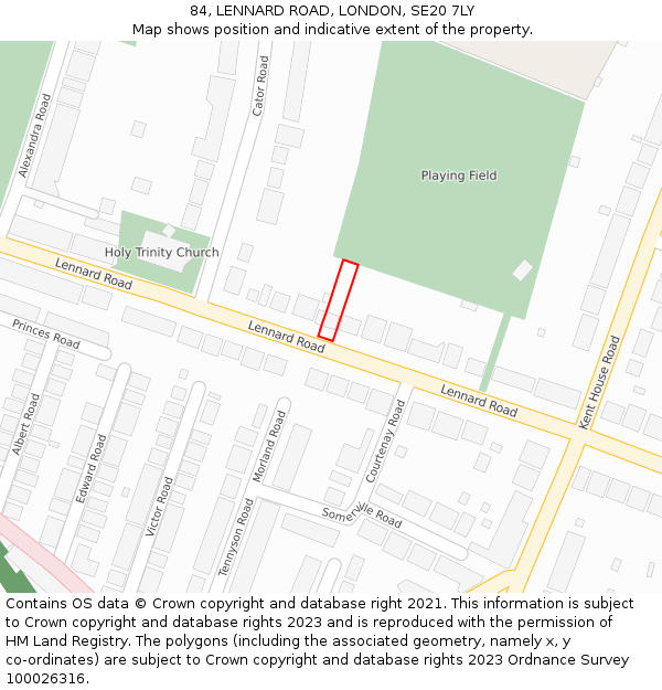 84, LENNARD ROAD, LONDON, SE20 7LY: Location map and indicative extent of plot