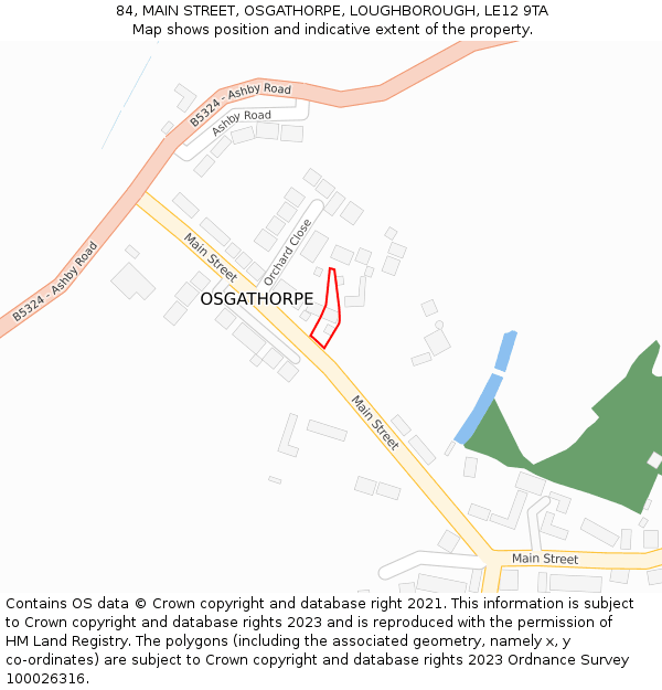 84, MAIN STREET, OSGATHORPE, LOUGHBOROUGH, LE12 9TA: Location map and indicative extent of plot