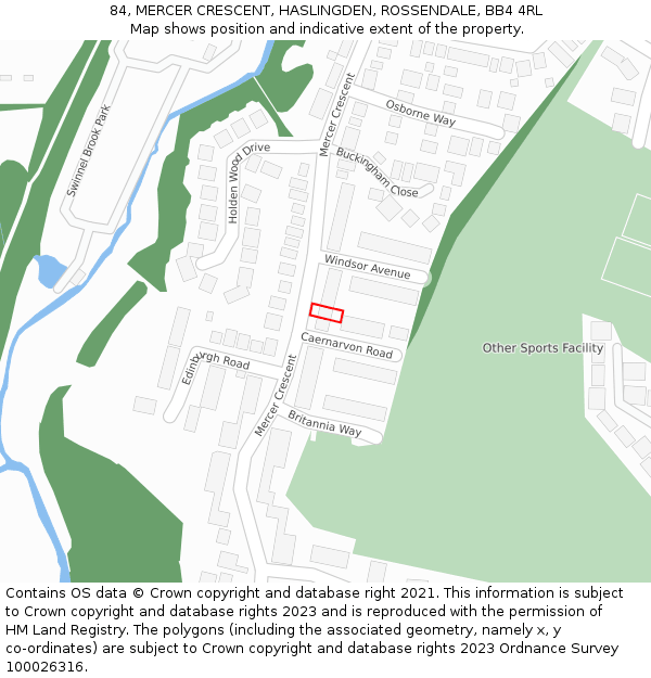 84, MERCER CRESCENT, HASLINGDEN, ROSSENDALE, BB4 4RL: Location map and indicative extent of plot