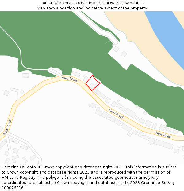 84, NEW ROAD, HOOK, HAVERFORDWEST, SA62 4LH: Location map and indicative extent of plot