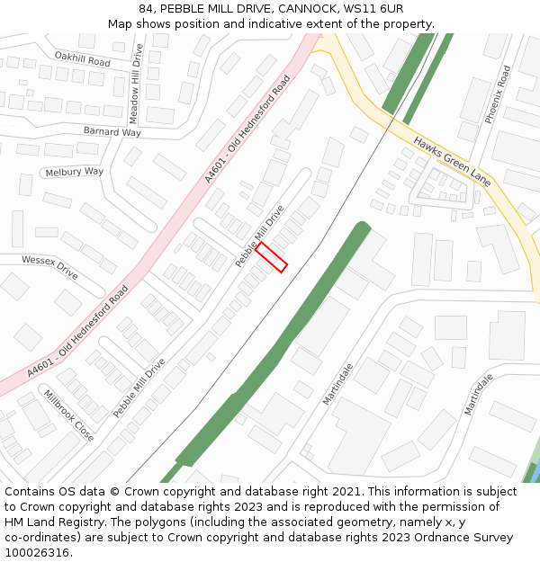 84, PEBBLE MILL DRIVE, CANNOCK, WS11 6UR: Location map and indicative extent of plot
