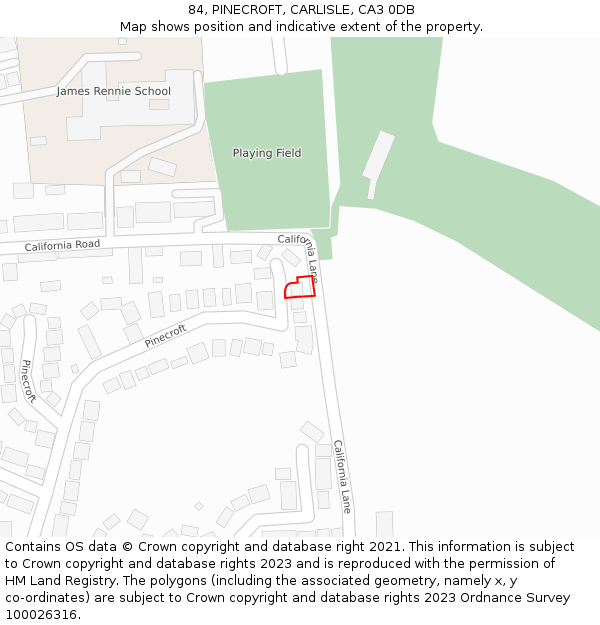 84, PINECROFT, CARLISLE, CA3 0DB: Location map and indicative extent of plot