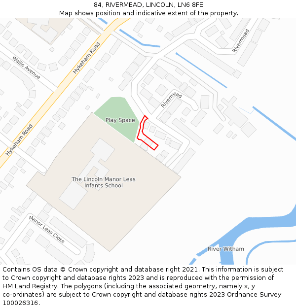 84, RIVERMEAD, LINCOLN, LN6 8FE: Location map and indicative extent of plot