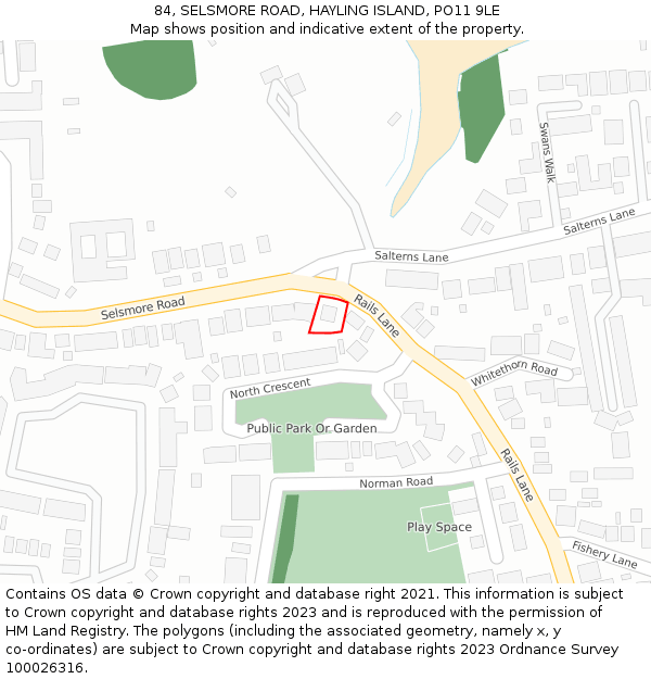 84, SELSMORE ROAD, HAYLING ISLAND, PO11 9LE: Location map and indicative extent of plot