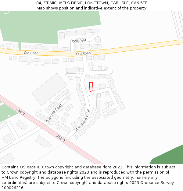 84, ST MICHAELS DRIVE, LONGTOWN, CARLISLE, CA6 5FB: Location map and indicative extent of plot