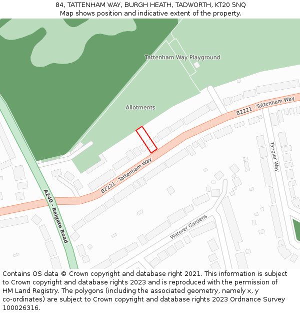 84, TATTENHAM WAY, BURGH HEATH, TADWORTH, KT20 5NQ: Location map and indicative extent of plot