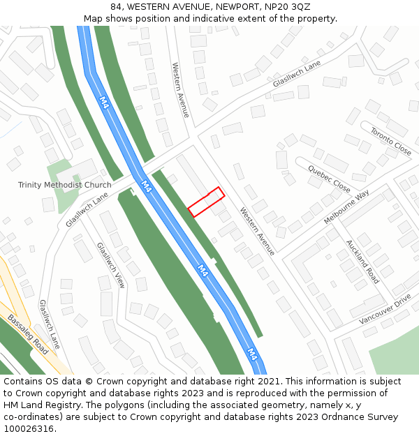 84, WESTERN AVENUE, NEWPORT, NP20 3QZ: Location map and indicative extent of plot