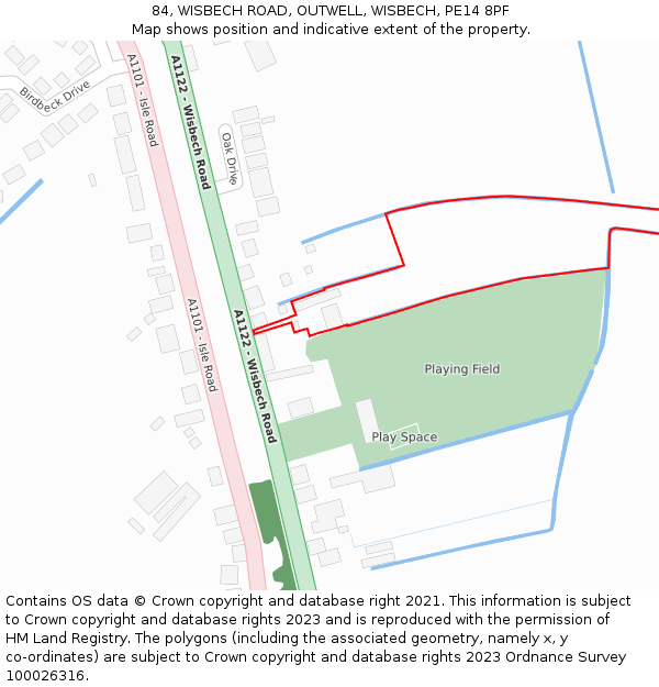 84, WISBECH ROAD, OUTWELL, WISBECH, PE14 8PF: Location map and indicative extent of plot