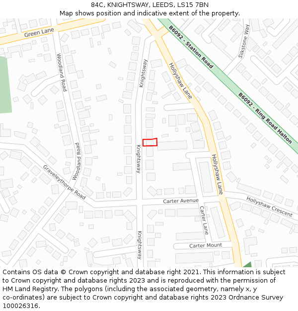 84C, KNIGHTSWAY, LEEDS, LS15 7BN: Location map and indicative extent of plot