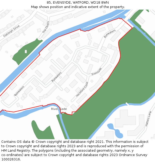 85, EVENSYDE, WATFORD, WD18 8WN: Location map and indicative extent of plot