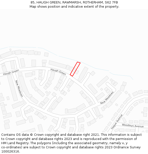 85, HAUGH GREEN, RAWMARSH, ROTHERHAM, S62 7FB: Location map and indicative extent of plot