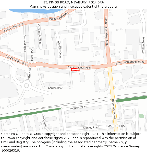 85, KINGS ROAD, NEWBURY, RG14 5RA: Location map and indicative extent of plot