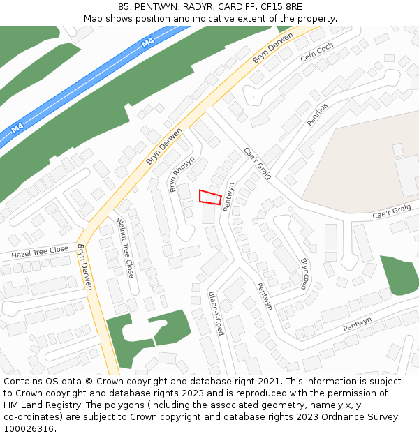 85, PENTWYN, RADYR, CARDIFF, CF15 8RE: Location map and indicative extent of plot