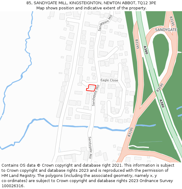 85, SANDYGATE MILL, KINGSTEIGNTON, NEWTON ABBOT, TQ12 3PE: Location map and indicative extent of plot