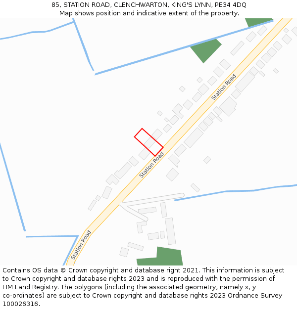 85, STATION ROAD, CLENCHWARTON, KING'S LYNN, PE34 4DQ: Location map and indicative extent of plot