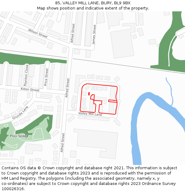 85, VALLEY MILL LANE, BURY, BL9 9BX: Location map and indicative extent of plot