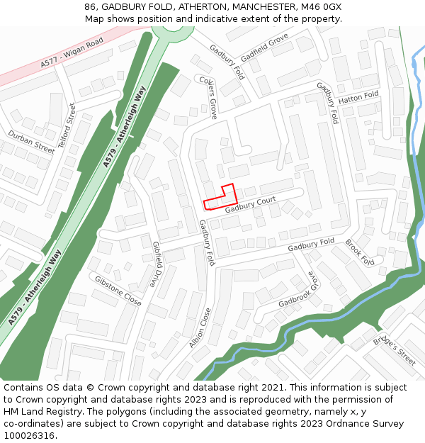 86, GADBURY FOLD, ATHERTON, MANCHESTER, M46 0GX: Location map and indicative extent of plot