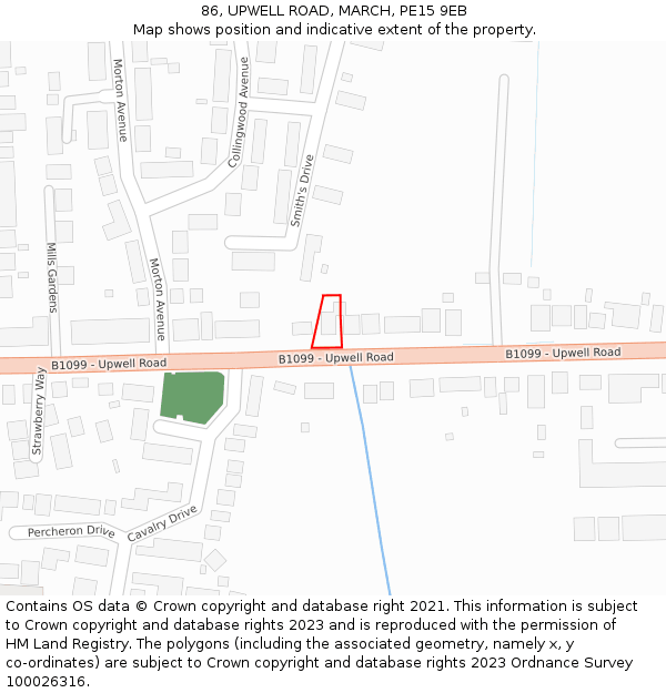 86, UPWELL ROAD, MARCH, PE15 9EB: Location map and indicative extent of plot