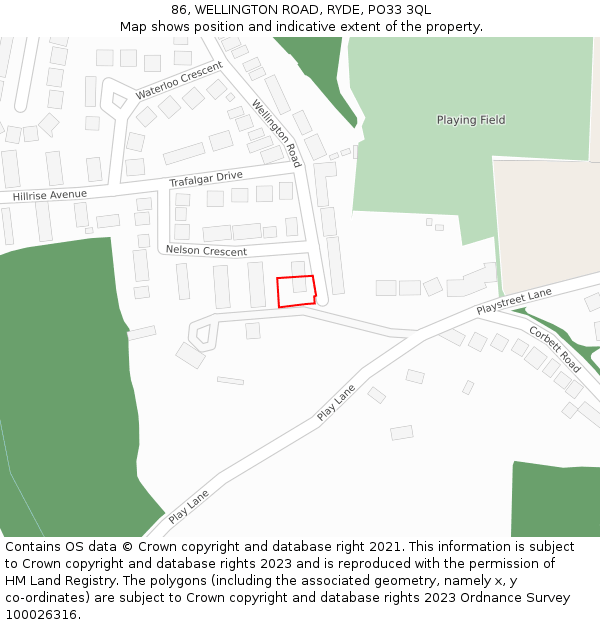 86, WELLINGTON ROAD, RYDE, PO33 3QL: Location map and indicative extent of plot