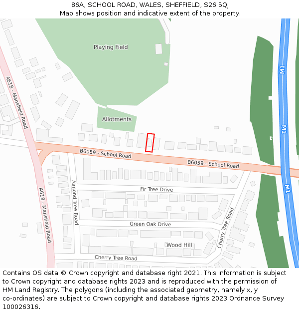 86A, SCHOOL ROAD, WALES, SHEFFIELD, S26 5QJ: Location map and indicative extent of plot