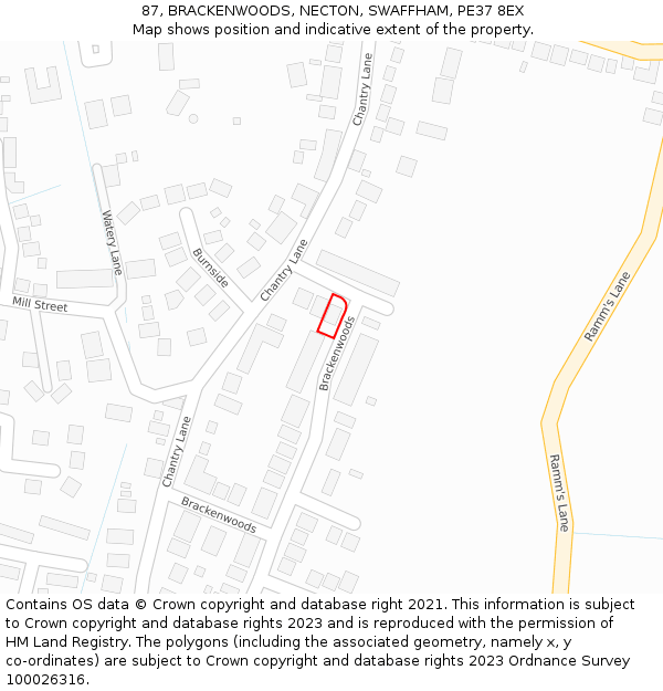 87, BRACKENWOODS, NECTON, SWAFFHAM, PE37 8EX: Location map and indicative extent of plot
