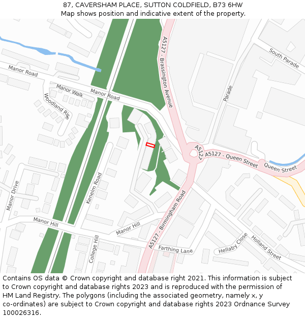 87, CAVERSHAM PLACE, SUTTON COLDFIELD, B73 6HW: Location map and indicative extent of plot