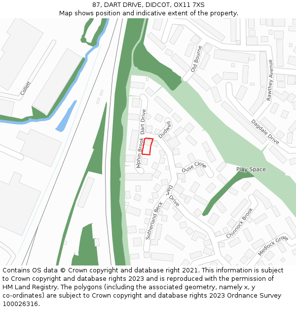 87, DART DRIVE, DIDCOT, OX11 7XS: Location map and indicative extent of plot