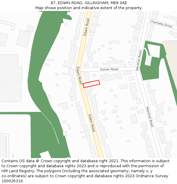 87, EDWIN ROAD, GILLINGHAM, ME8 0AE: Location map and indicative extent of plot