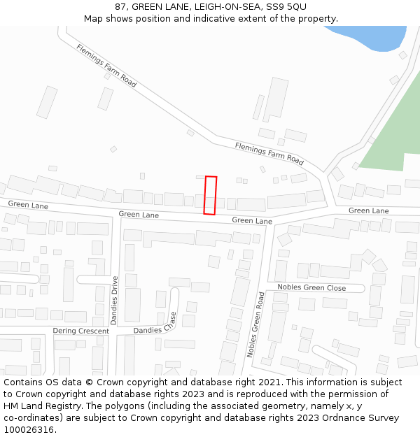 87, GREEN LANE, LEIGH-ON-SEA, SS9 5QU: Location map and indicative extent of plot