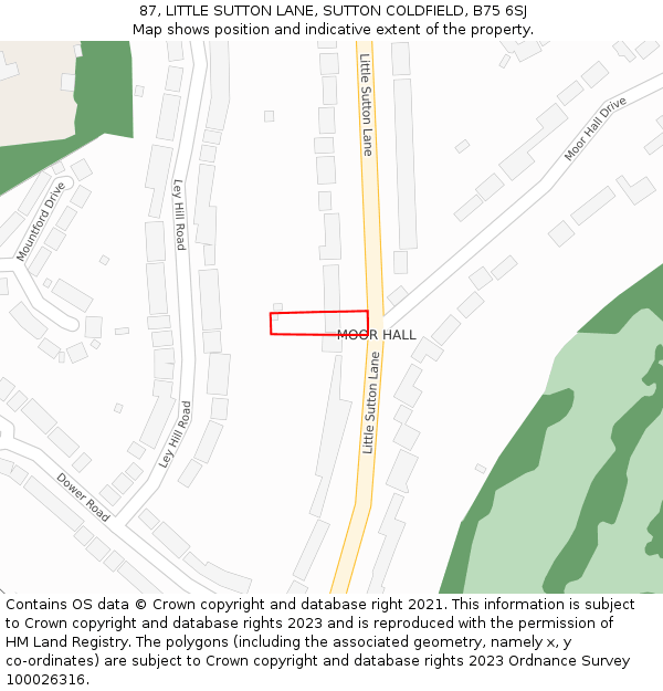 87, LITTLE SUTTON LANE, SUTTON COLDFIELD, B75 6SJ: Location map and indicative extent of plot