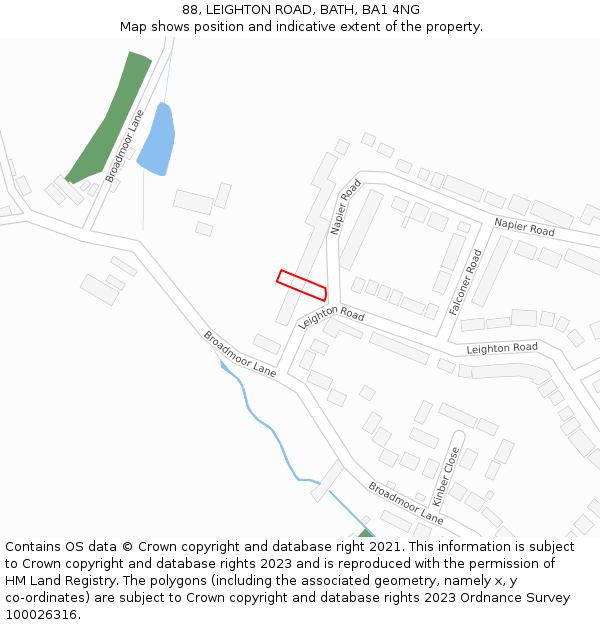 88, LEIGHTON ROAD, BATH, BA1 4NG: Location map and indicative extent of plot