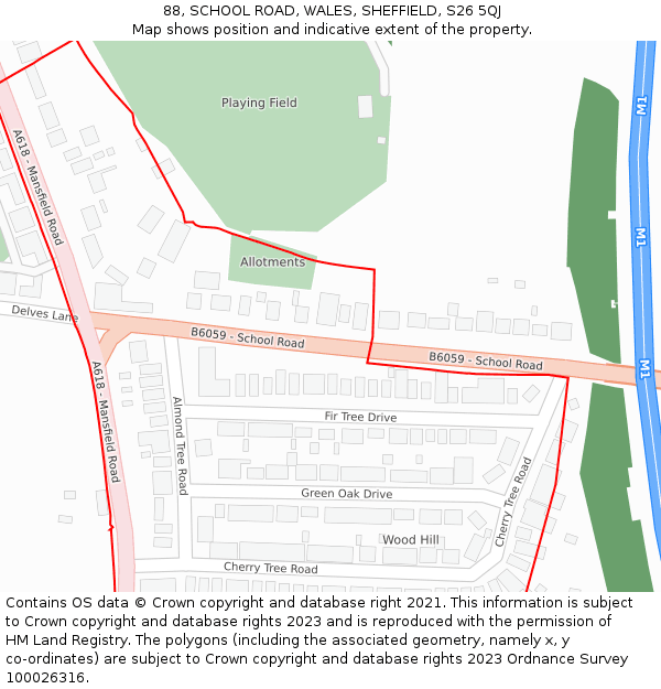 88, SCHOOL ROAD, WALES, SHEFFIELD, S26 5QJ: Location map and indicative extent of plot