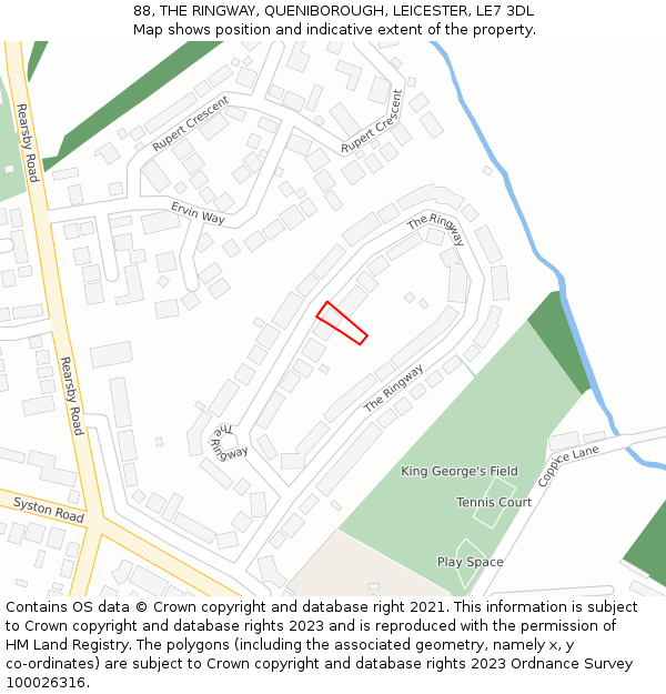 88, THE RINGWAY, QUENIBOROUGH, LEICESTER, LE7 3DL: Location map and indicative extent of plot
