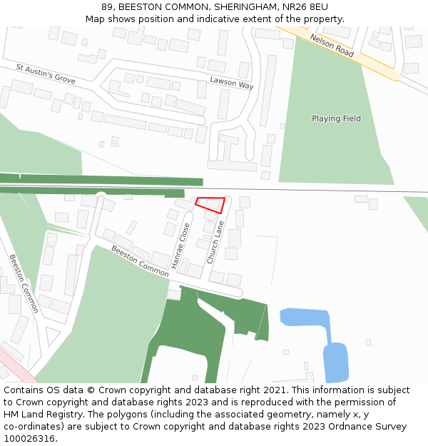 89, BEESTON COMMON, SHERINGHAM, NR26 8EU: Location map and indicative extent of plot