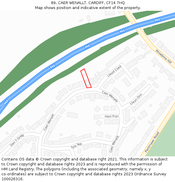89, CAER WENALLT, CARDIFF, CF14 7HQ: Location map and indicative extent of plot