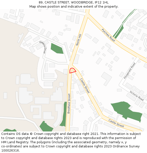 89, CASTLE STREET, WOODBRIDGE, IP12 1HL: Location map and indicative extent of plot