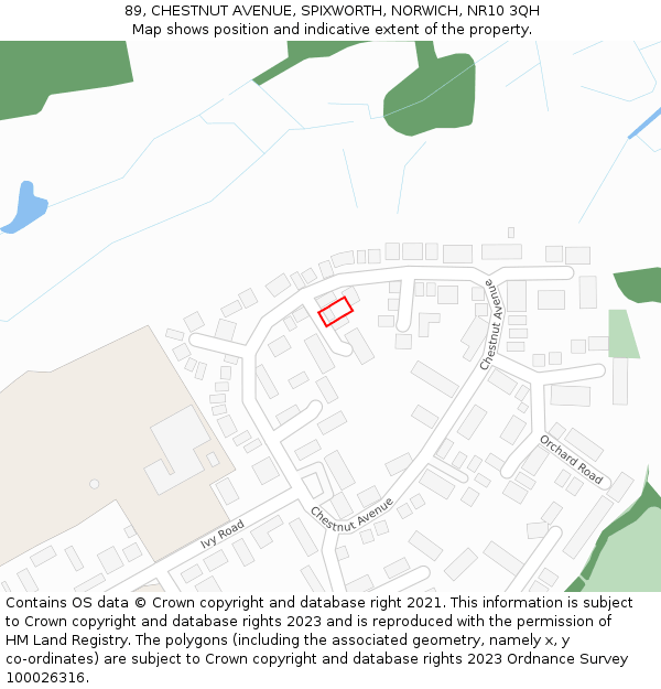 89, CHESTNUT AVENUE, SPIXWORTH, NORWICH, NR10 3QH: Location map and indicative extent of plot