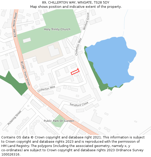89, CHILLERTON WAY, WINGATE, TS28 5DY: Location map and indicative extent of plot