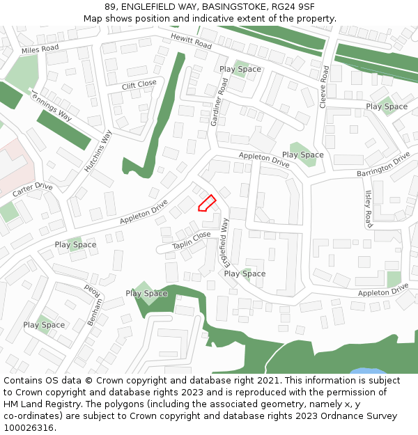 89, ENGLEFIELD WAY, BASINGSTOKE, RG24 9SF: Location map and indicative extent of plot