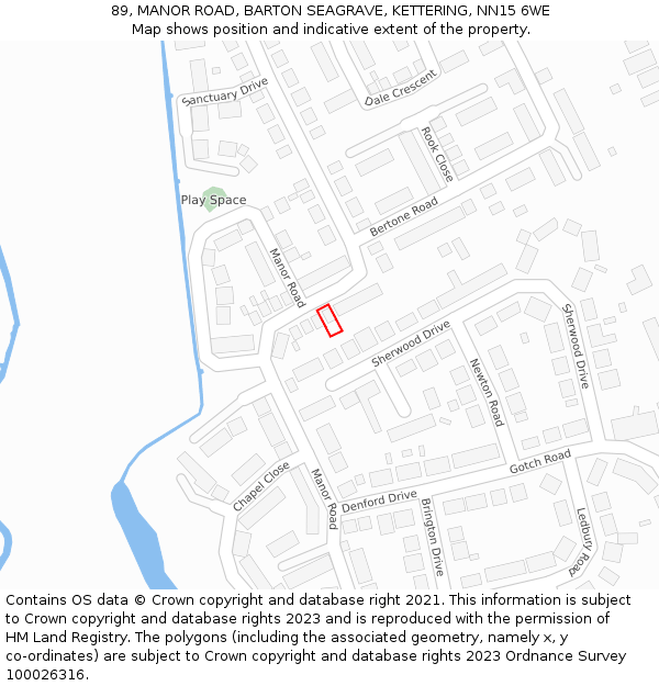 89, MANOR ROAD, BARTON SEAGRAVE, KETTERING, NN15 6WE: Location map and indicative extent of plot