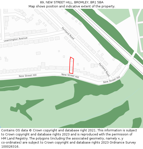 89, NEW STREET HILL, BROMLEY, BR1 5BA: Location map and indicative extent of plot